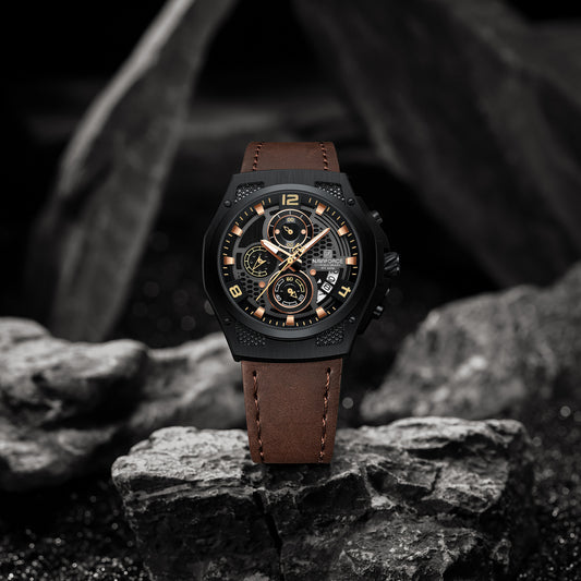 Naviforce NF8051L Brown Genuine Leather Analog Watch