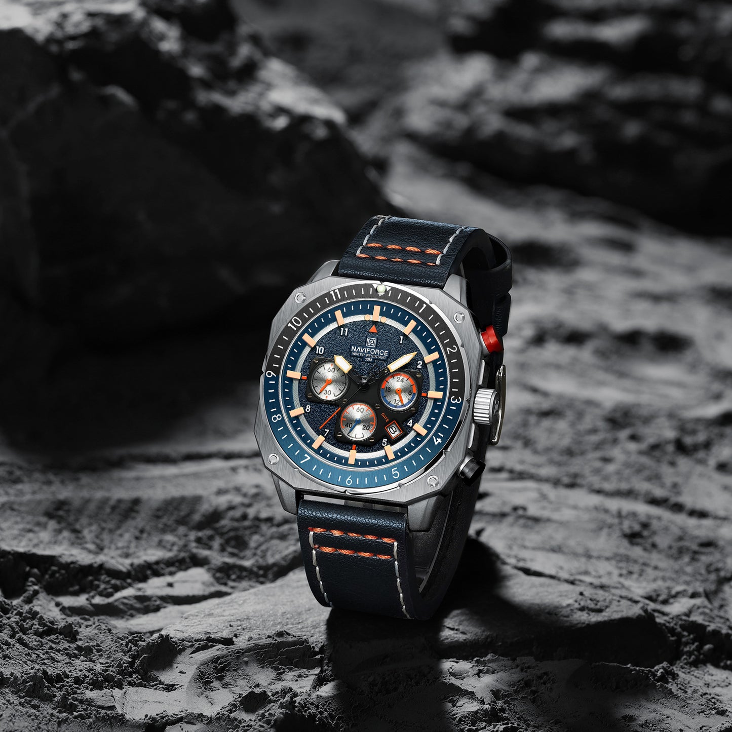 Naviforce NF8057 Blue Leather Strap Analog Watch