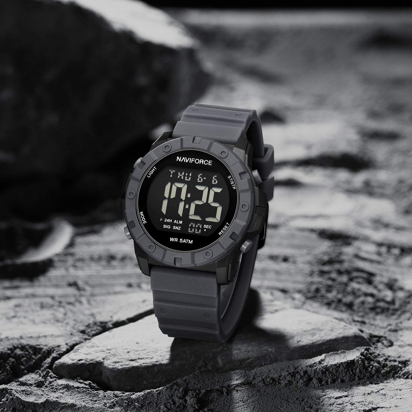 NF7110 Grey LCD Display Trendy Silicone Digital Watch