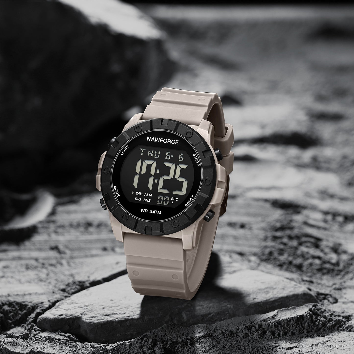 NF7110 Biege LCD Display Trendy Silicone Digital Watch