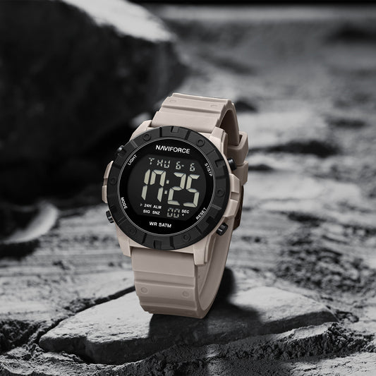 NF7110 Biege LCD Display Trendy Silicone Digital Watch