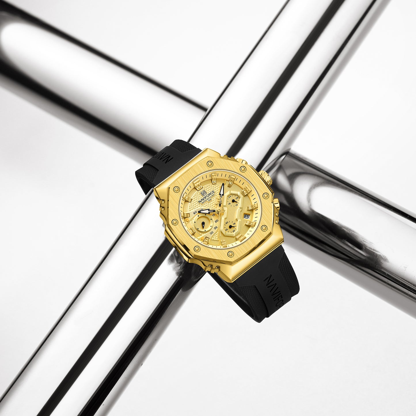 NF8035L Gold Black analog chronograph women's watch-NAVIFORCE