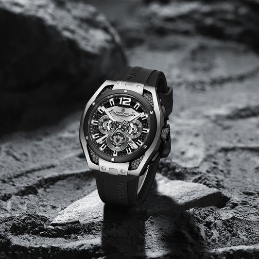 NAVIFORCE NF8063 Silver-Black multifuntional chronograph Analog Watch