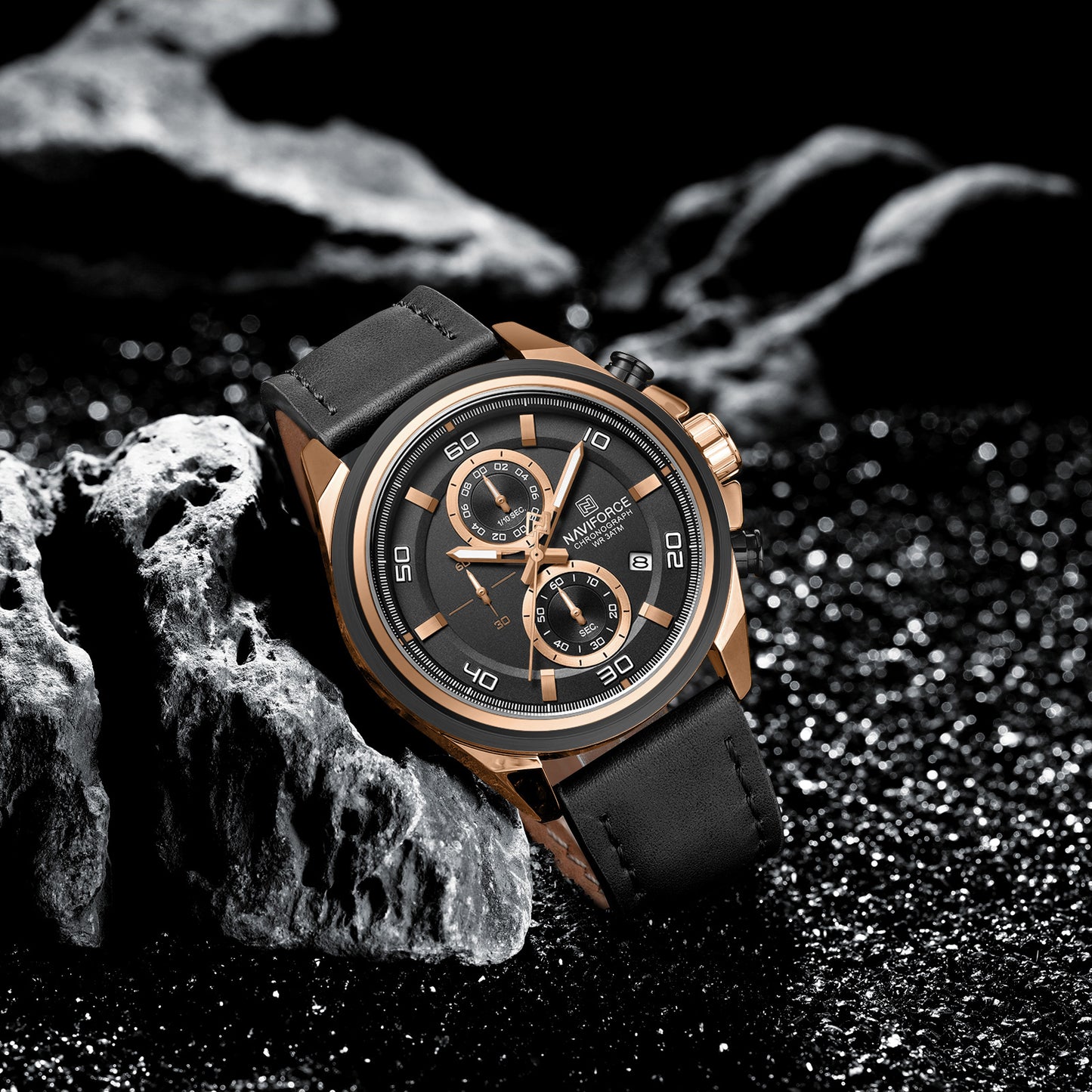 Naviforce NF8075 RoseGold-Black Military Style Men’s Analog Watch