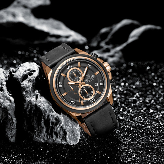 Naviforce NF8075 RoseGold-Black Military Style Men’s Analog Watch