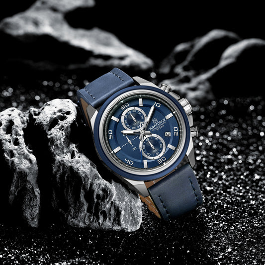 Naviforce NF8075 Silver-Blue Military Style Men’s Analog Watch
