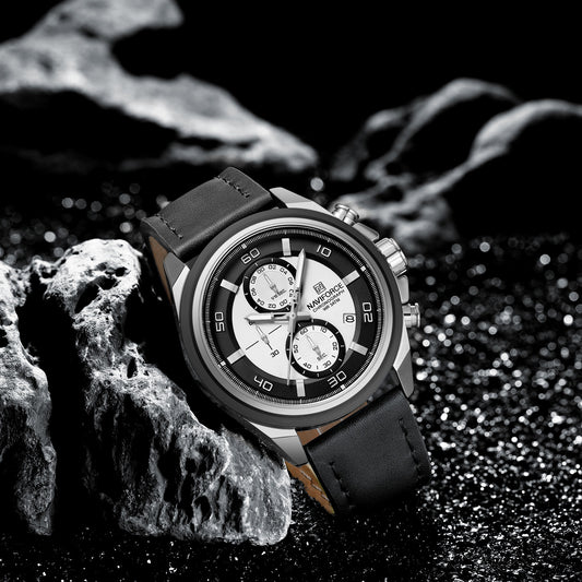 Naviforce NF8075 Silver-Black Military Style Men’s Analog Watch