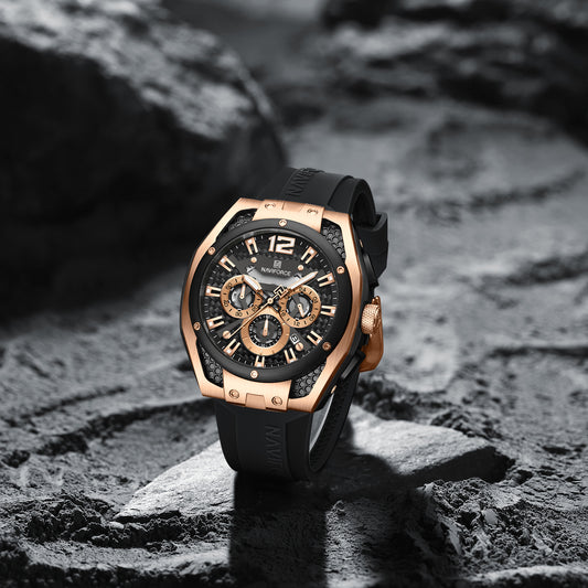 NAVIFORCE NF8063 RoseGold Black multifuntional chronograph Analog Watch