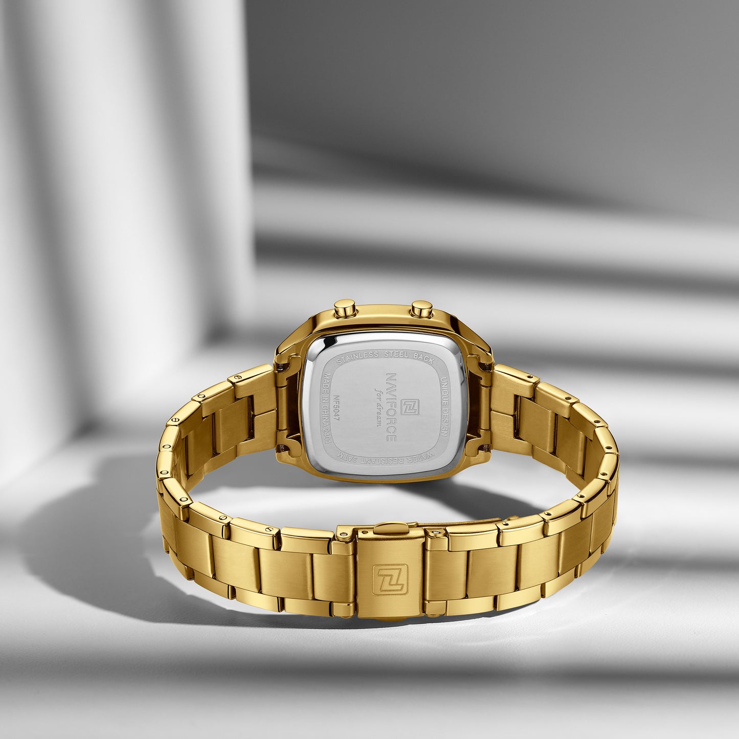NF5047 All Gold Versatile Trendy Square Digital Watch