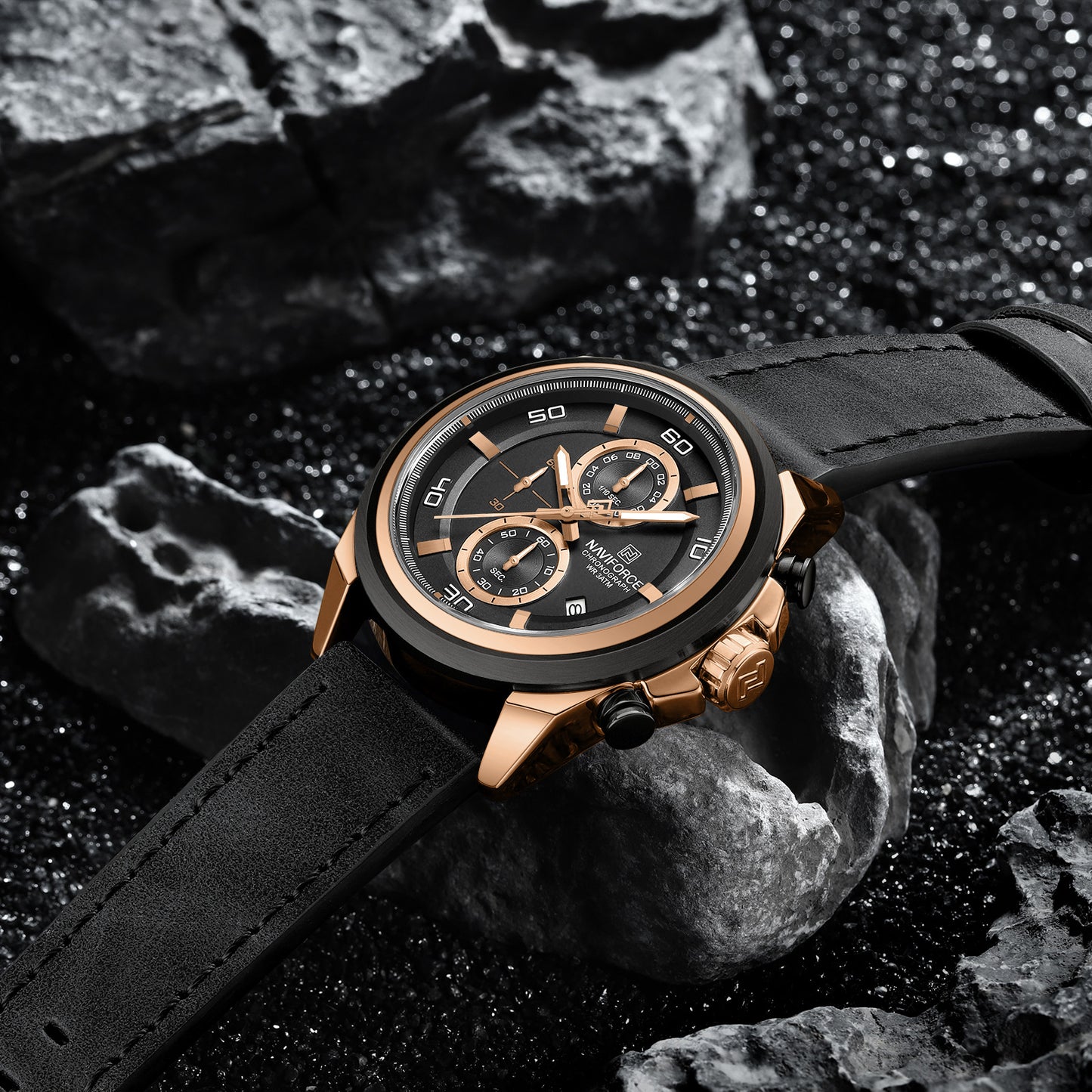 Naviforce NF8075 RoseGold-Black Military Style Men’s Analog Watch