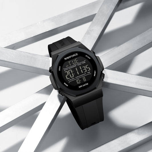 NF7117 Black Silicon Strap Digital Watch