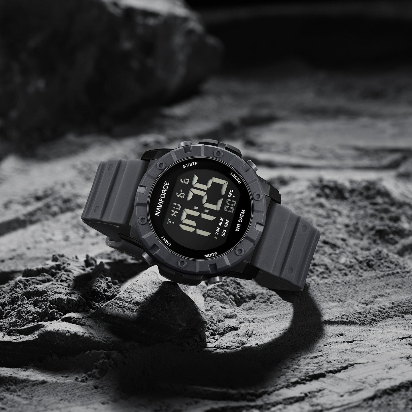 NF7110 Grey LCD Display Trendy Silicone Digital Watch