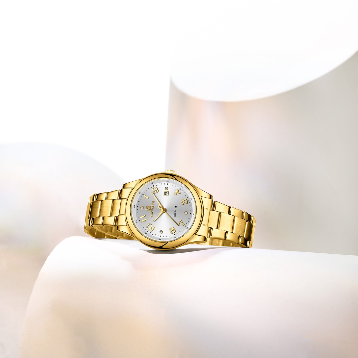 NF5059 White dial with gold Stainless Steel strap Analog Watch