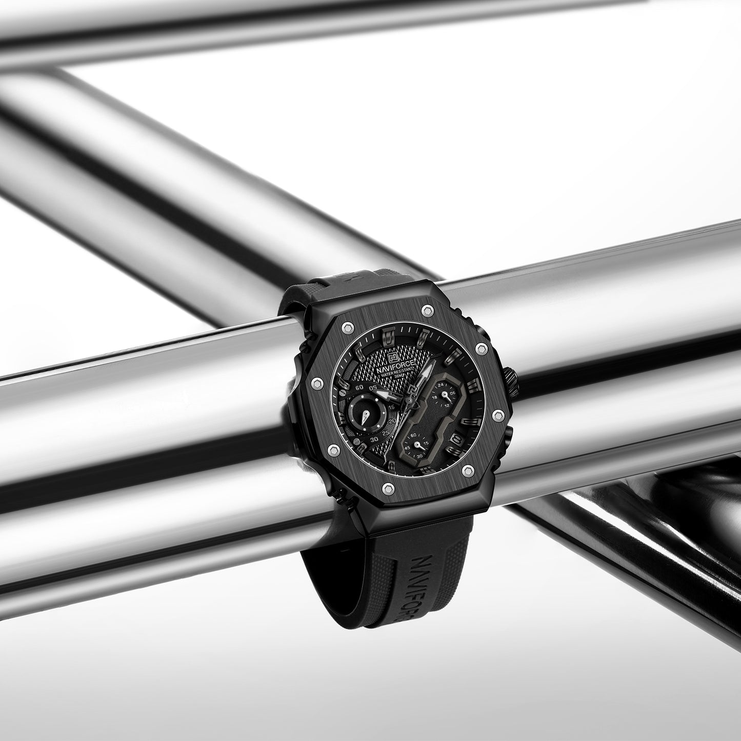 NF8035L Black Grey analog chronograph women's watch-NAVIFORCE