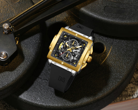 Naviforce NF8064 Elegant Square Gold-Black dial Analog watch