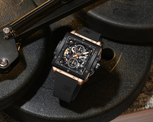 Naviforce NF8064 Elegant Square Rose Gold-Black dial Analog watch