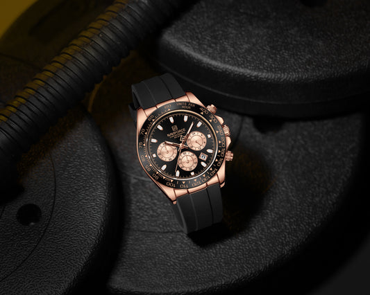 Naviforce NF8054 Black Dial With Silicon Strap Analog watch