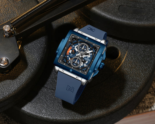 Naviforce NF8064 Elegant Square Silver-Blue dial Analog watch