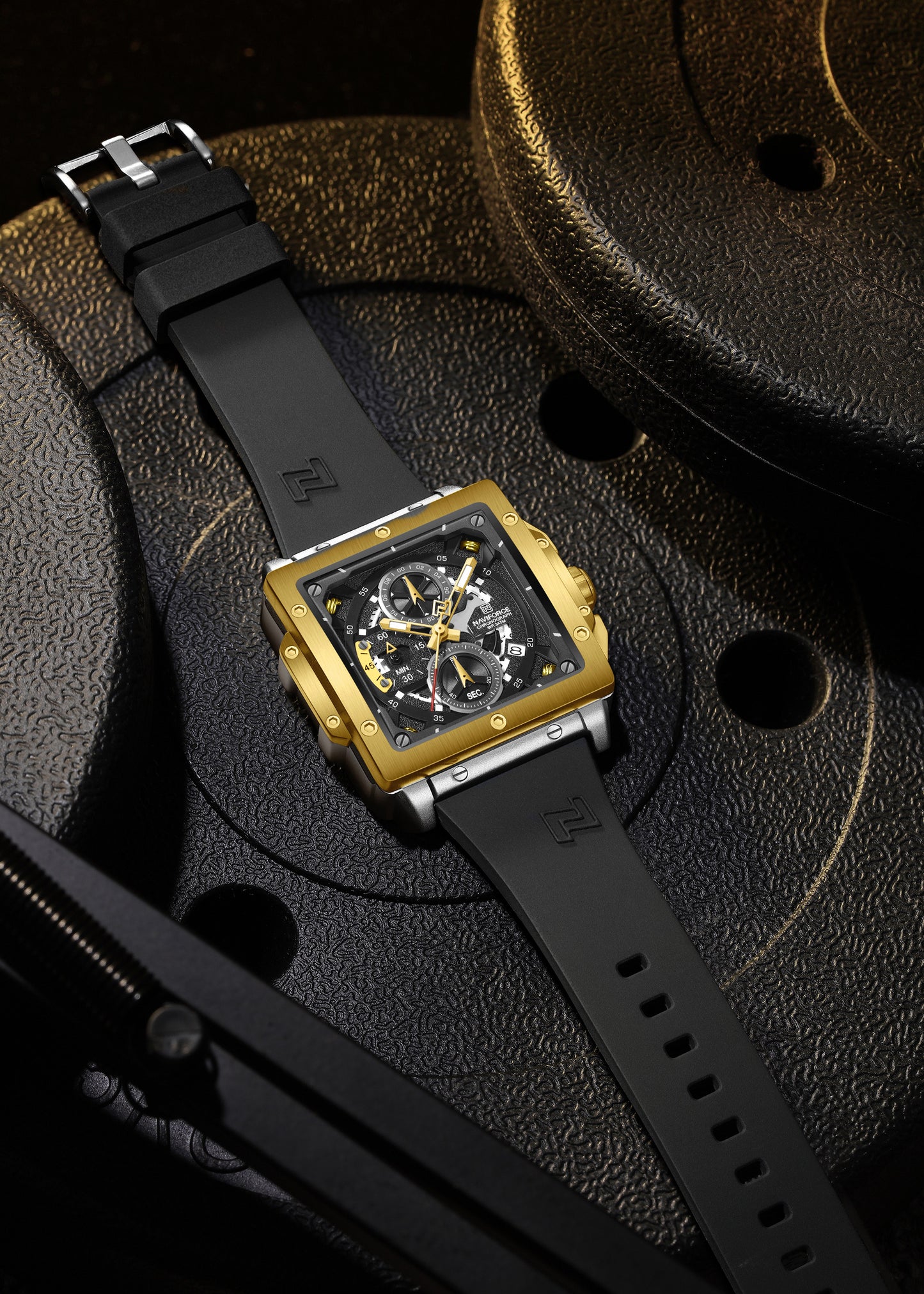 Naviforce NF8064 Elegant Square Gold-Black dial Analog watch