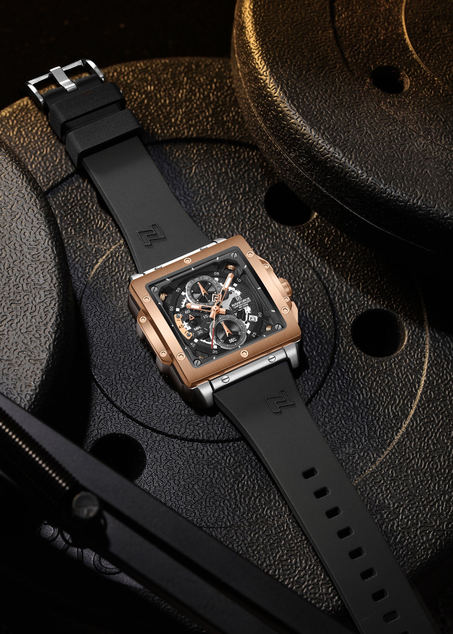 Naviforce NF8064 Elegant Square Silver-Black dial Analog watch