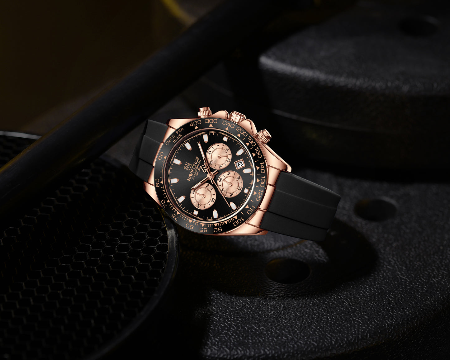 Naviforce NF8054 Black Dial With Silicon Strap Analog watch