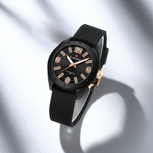 NF7103 Black stylish and attractive silicone strap Analog Watch