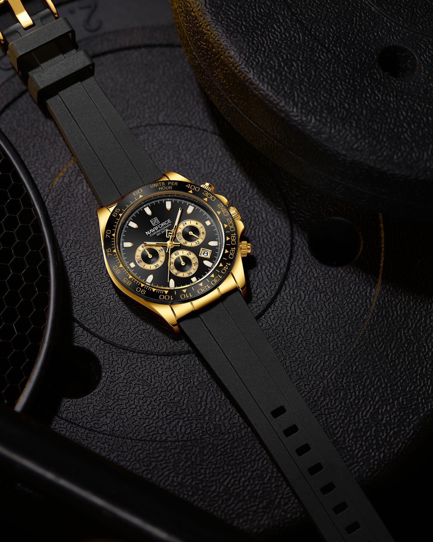 Naviforce NF8054 Black Dial With Silicon Strap Analog watch