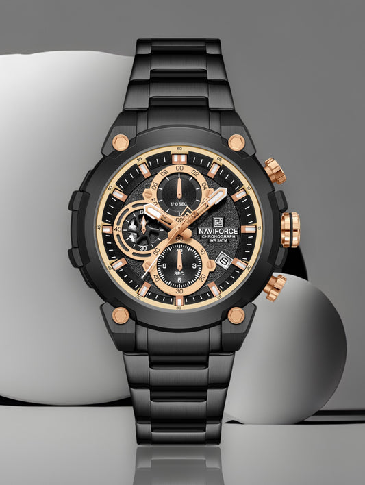Naviforce NF8071 Rose Gold choronograph dial Analog Watch