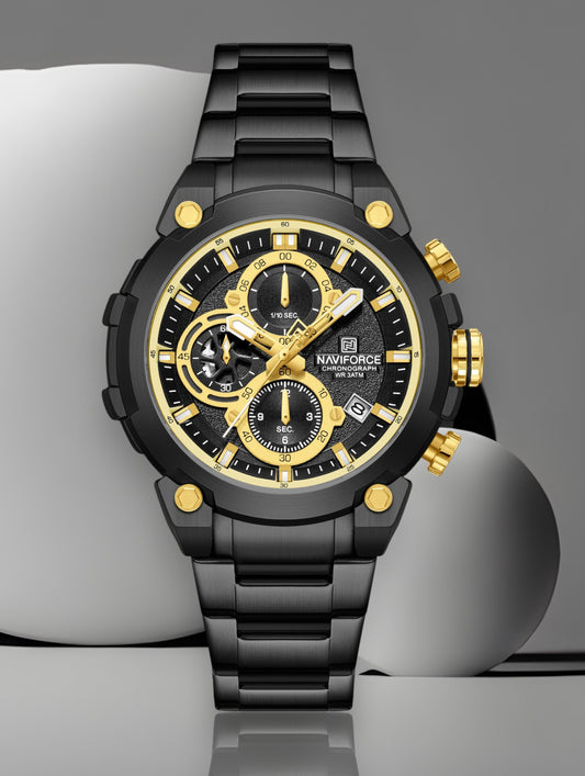 Naviforce NF8071 Gold choronograph dial Analog Watch