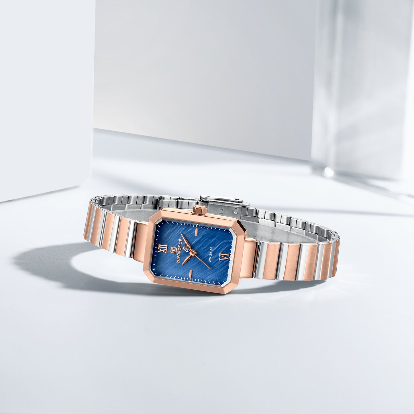 NF5050 Blue Dial With Rosegold Stainless Steel Strap Analog Watch