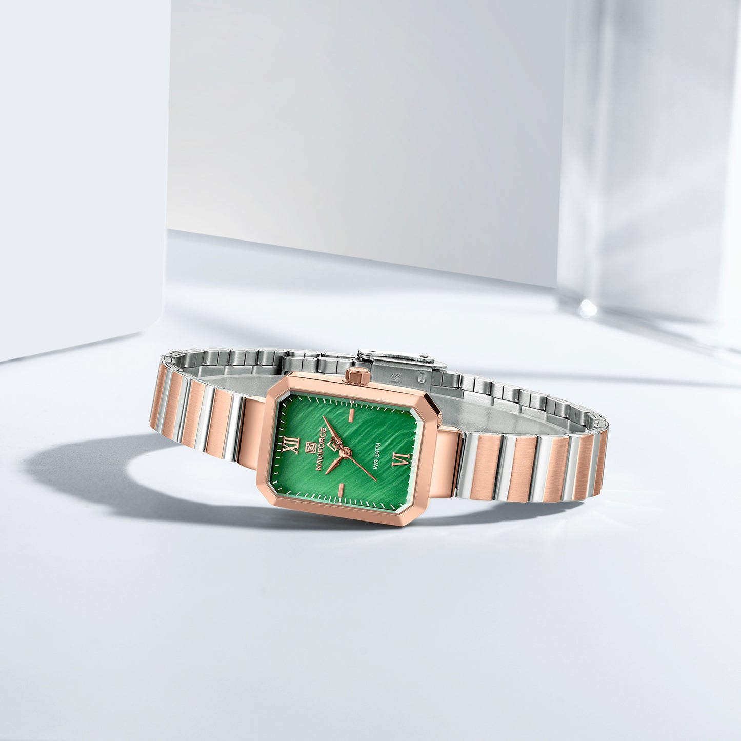 NF5050 Green Dial With Rosegold Stainless Steel Strap Analog Watch