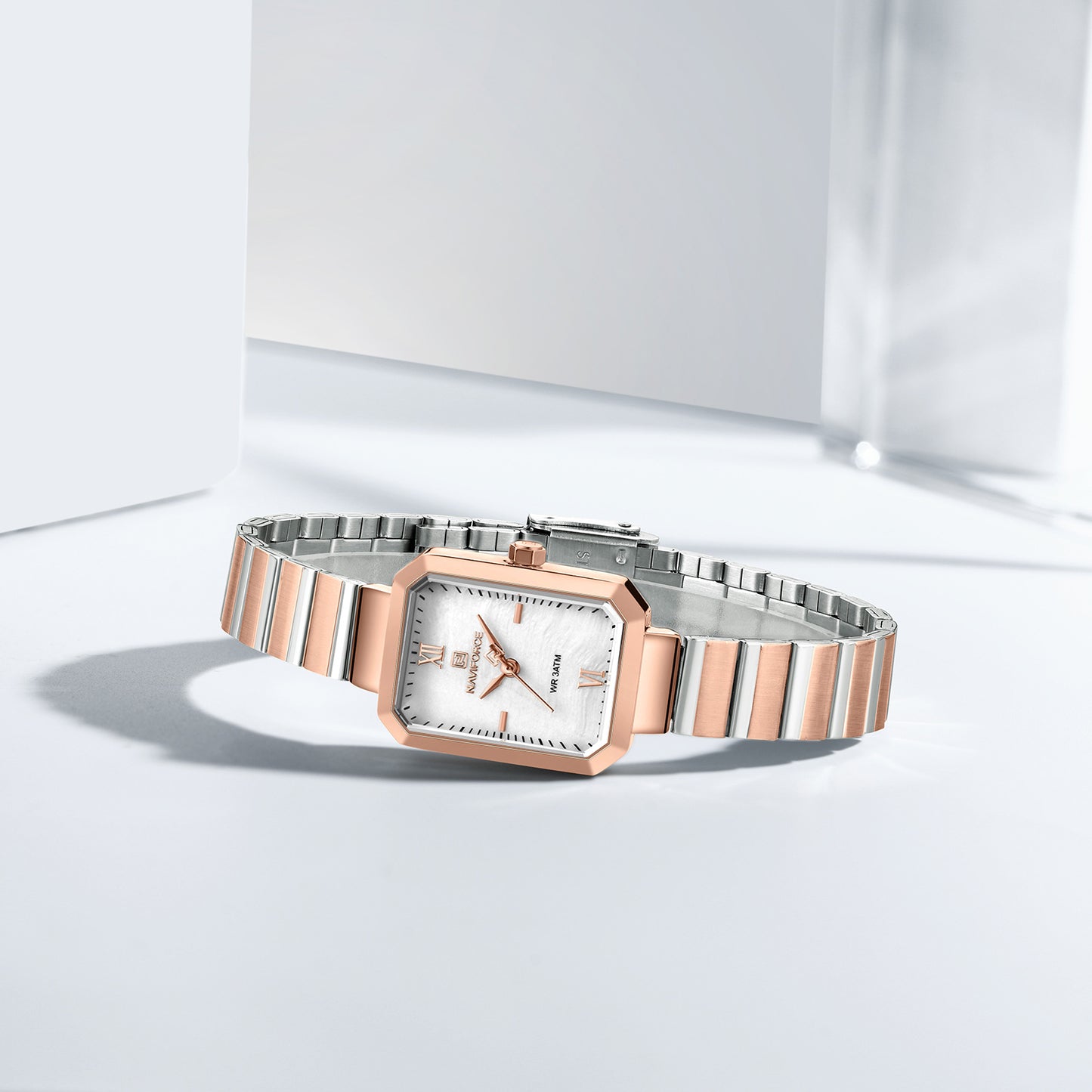 NF5050 White Dial With Rosegold Stainless Steel Strap Analog Watch