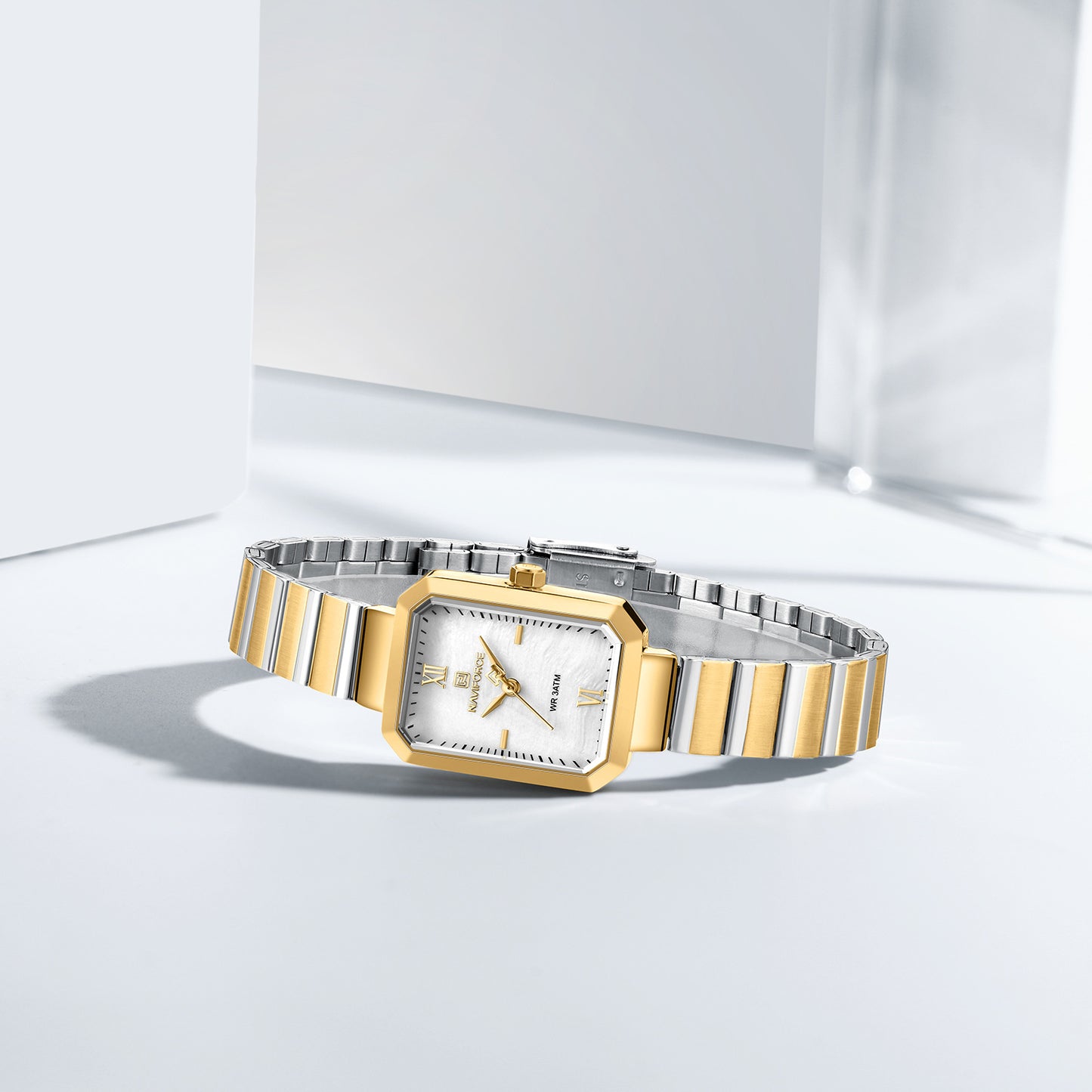 NF5050 White Dial With gold Stainless Steel Strap Analog Watch