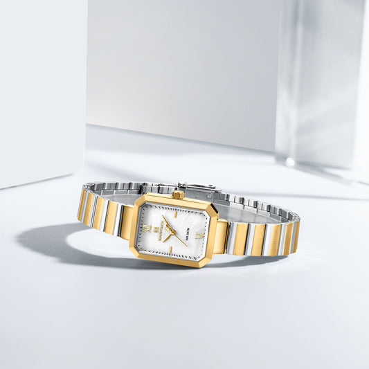 NF5050 White Dial With gold Stainless Steel Strap Analog Watch