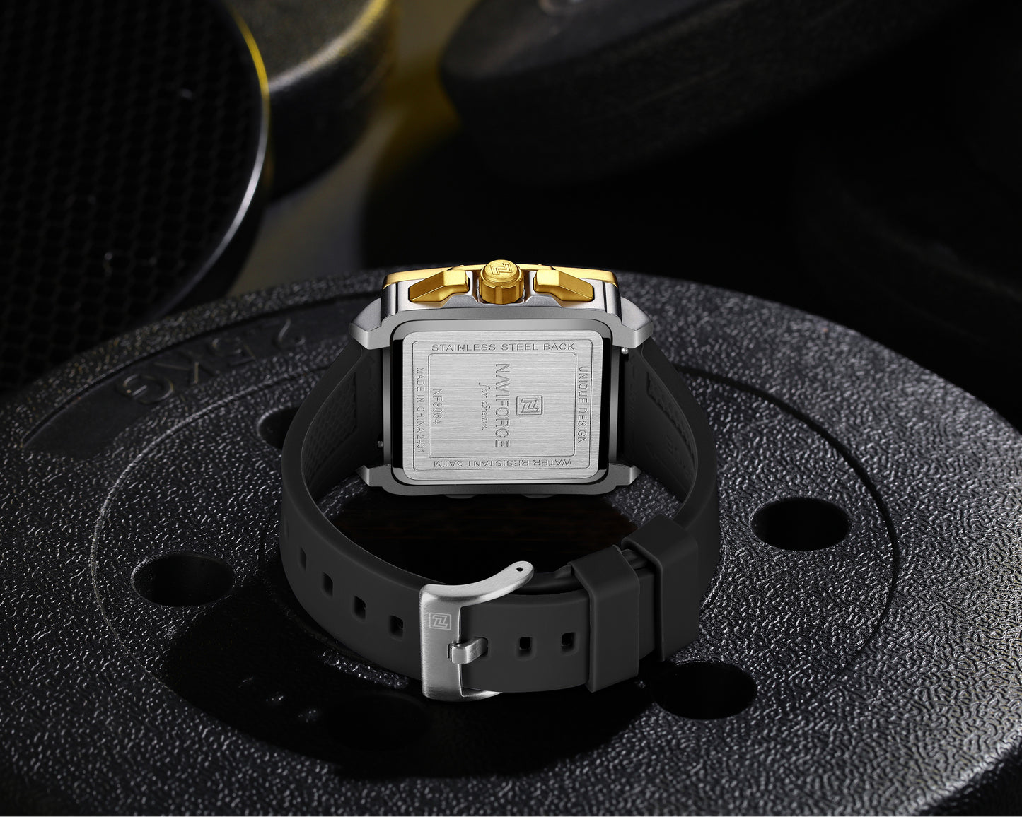 Naviforce NF8064 Elegant Square Gold-Black dial Analog watch