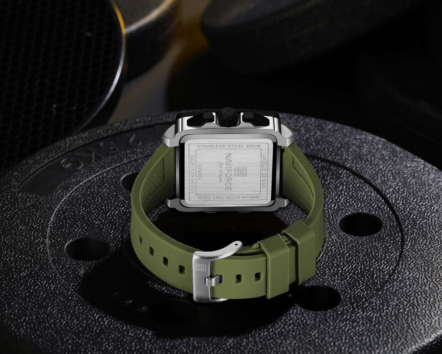 Naviforce NF8064 Elegant Square Silver-Green dial Analog watch