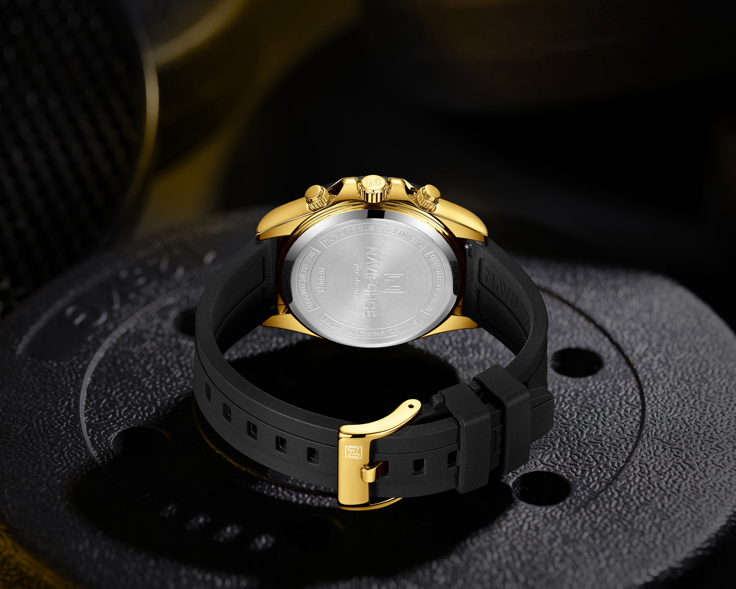 Naviforce NF8054 Black Dial With Silicon Strap Analog watch