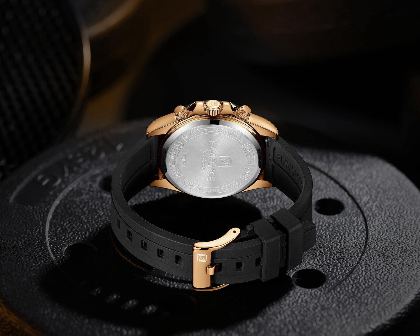 Naviforce NF8054 Black Dial With Silicon Strap Analog watch