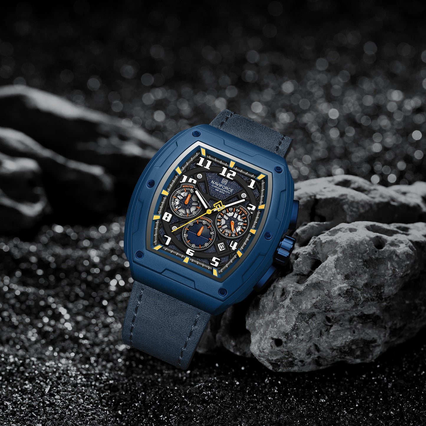 Naviforce NF8053 Blue genuine leather strap Analog Watch
