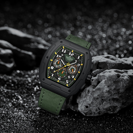 Naviforce NF8053 Green genuine leather strap Analog Watch