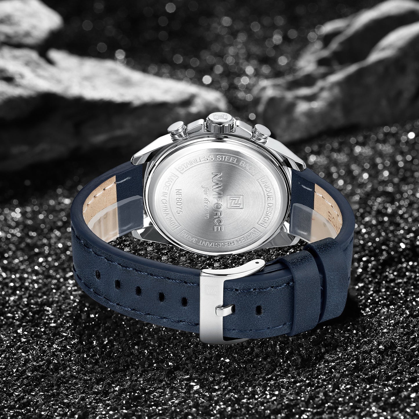 Naviforce NF8075 Silver-Blue Military Style Men’s Analog Watch