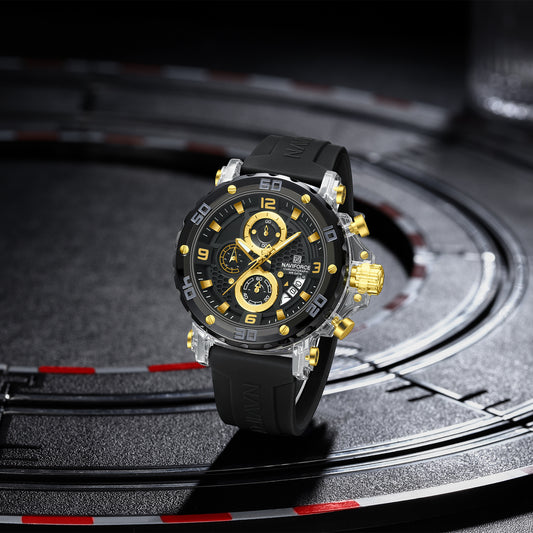 NF7123 Black with Gold Chronograph dial Analog Watch