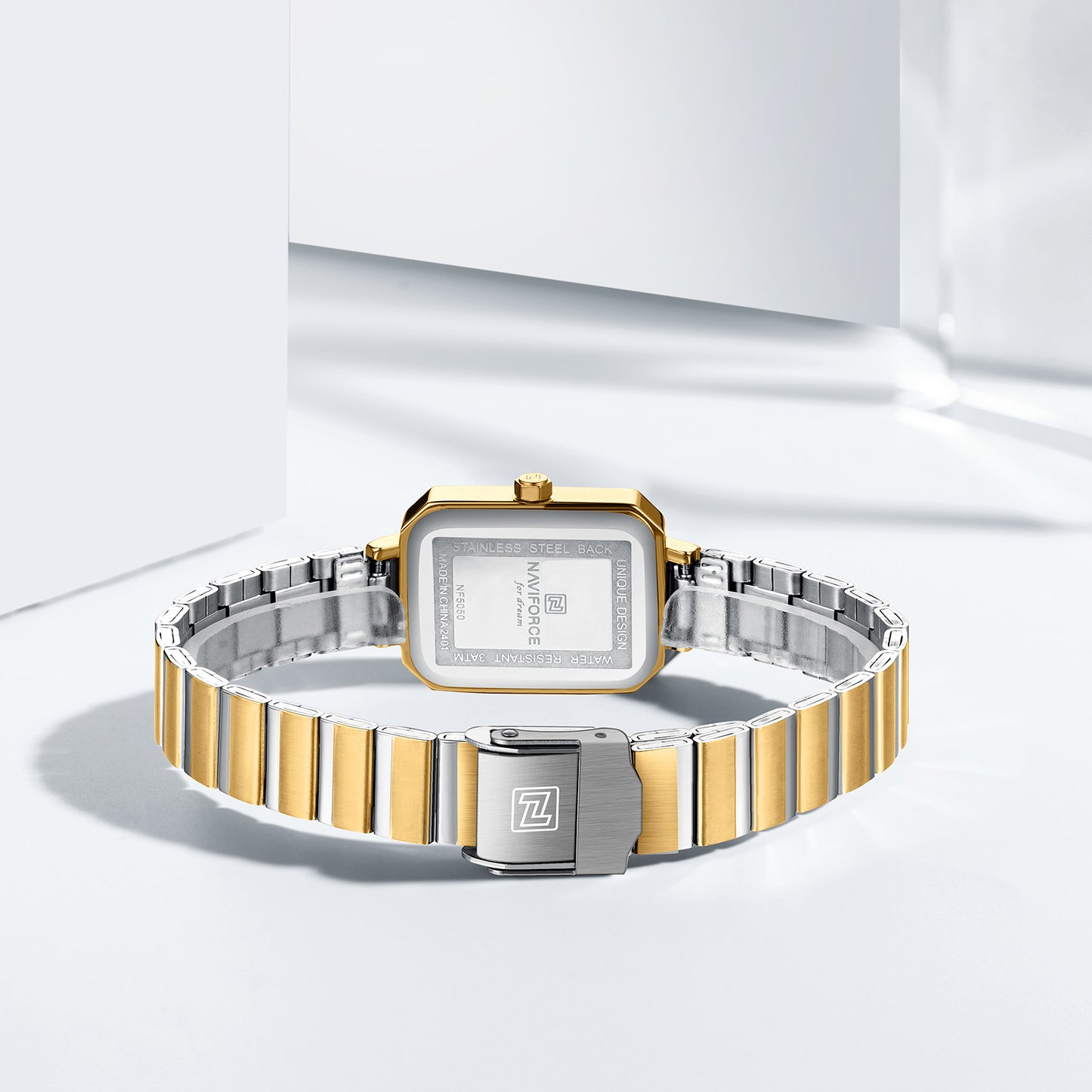 NF5050 White Dial With gold Stainless Steel Strap Analog Watch