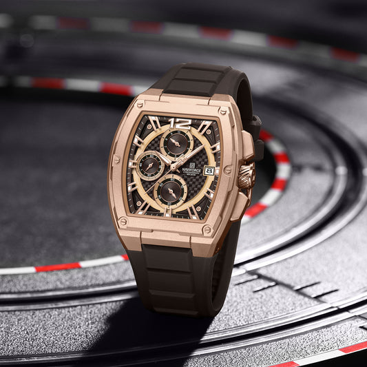 Naviforce NF8050 rosegold chronograph dial silicon strap Analog Watch
