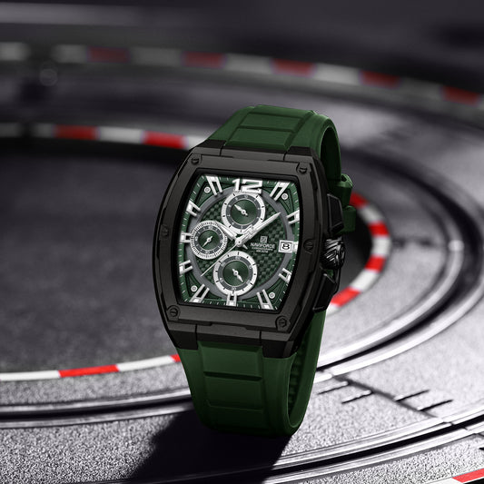 Naviforce NF8050 green chronograph dial silicon strap Analog Watch