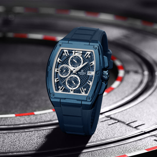 Naviforce NF8050 blue chronograph dial silicon strap Analog Watch