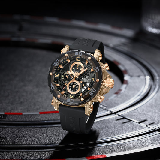 NF7123 Black with Rosegold Chronograph dial Analog Watch