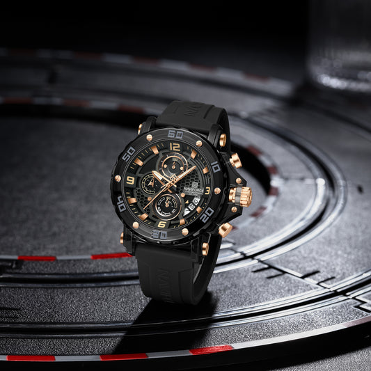 NF7123 Black with Yellow Chronograph dial Analog Watch