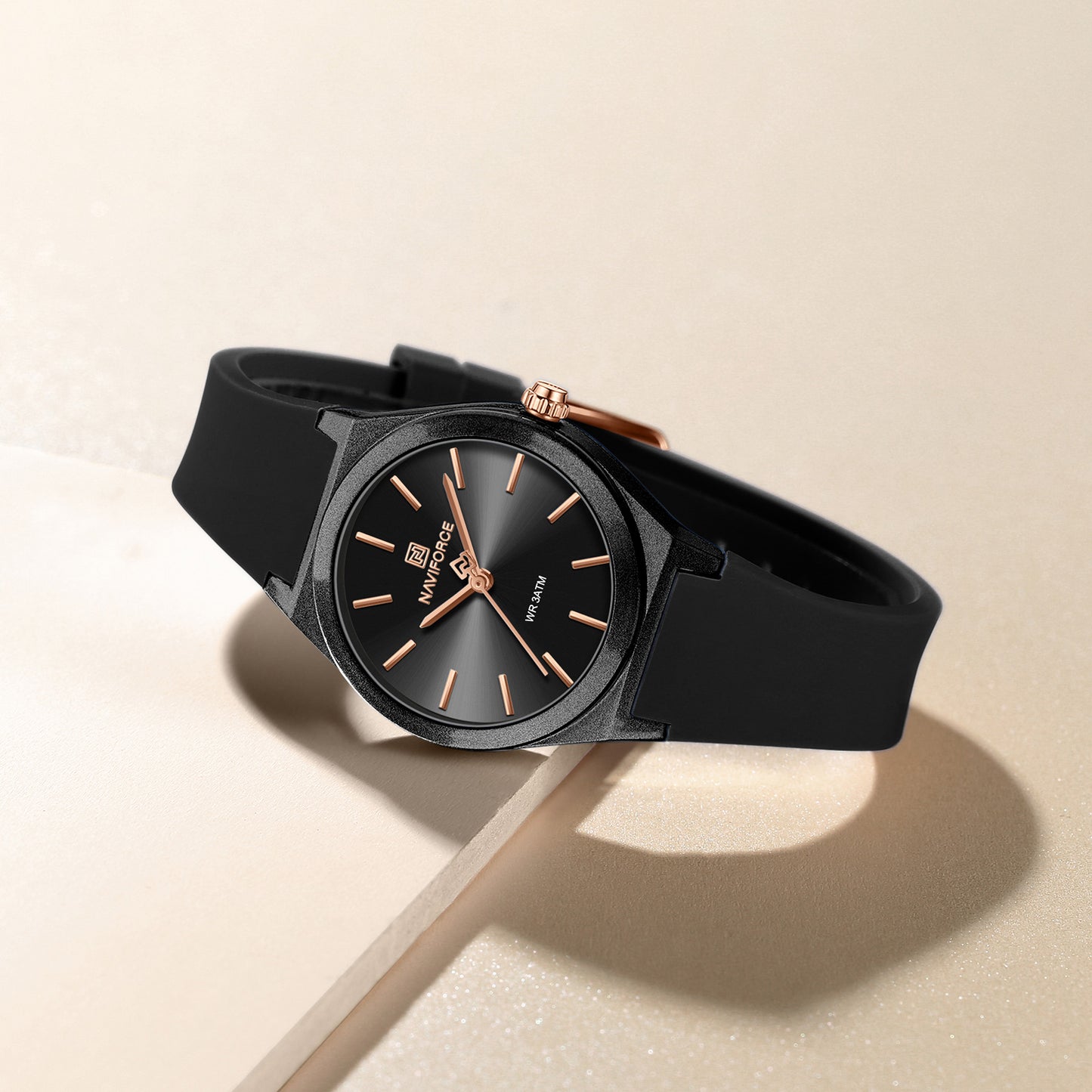 NF5056 Glossy sunburst Black dial Analog Watch
