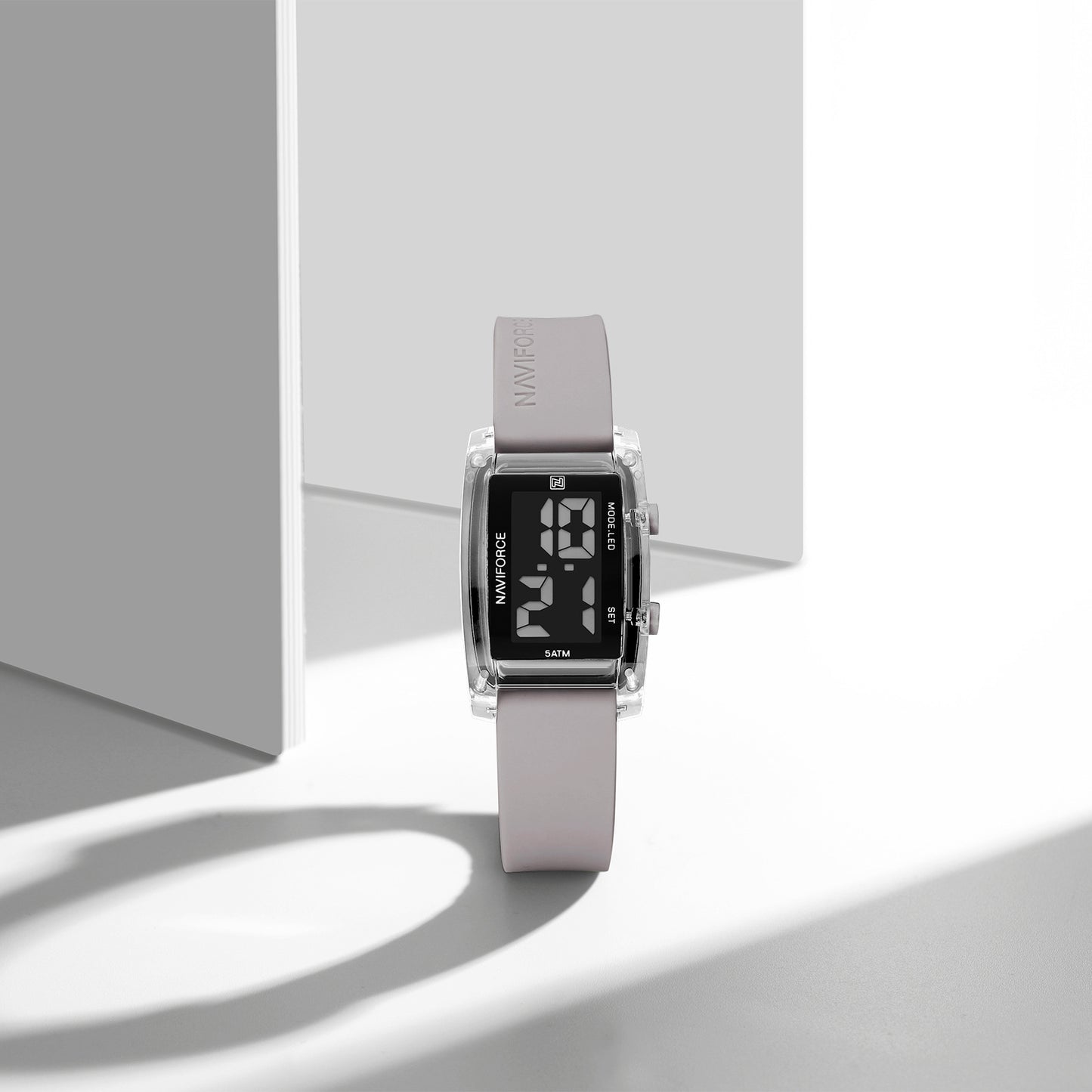 NF7118 Black rectangular dial with Gray silicone strap Digital Watch